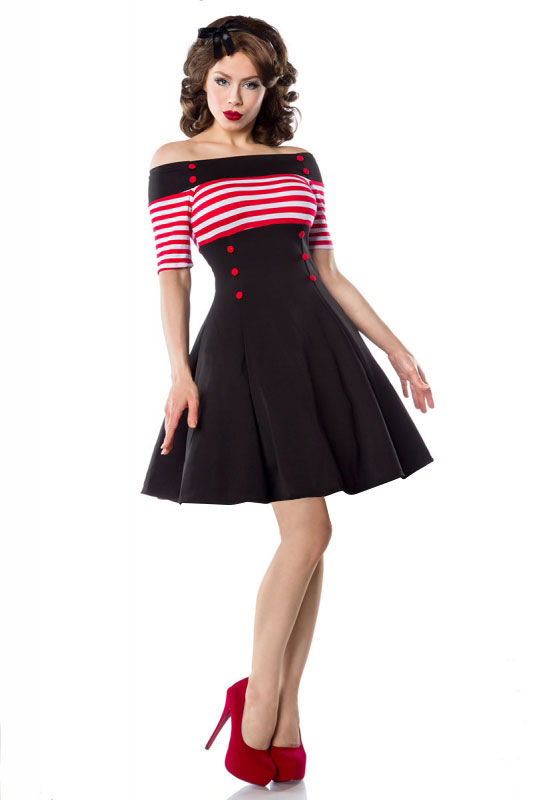 SZ60087-2 Womens Stripes Vintage Retro 1950s Style Swing Cocktail Dress